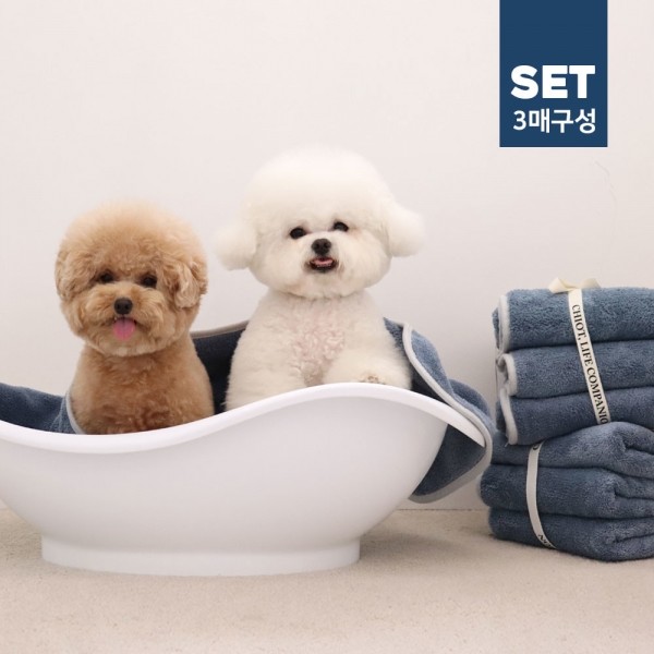페오펫몰,쉬오트 코끼리 펫타올 M SET (M사이즈 3매세트)