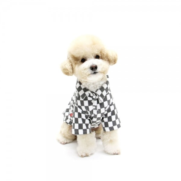 페오펫몰,[무럭무럭특가]CHECKERBOARD COLLAR TSHIRT-GRAY(카라티)
