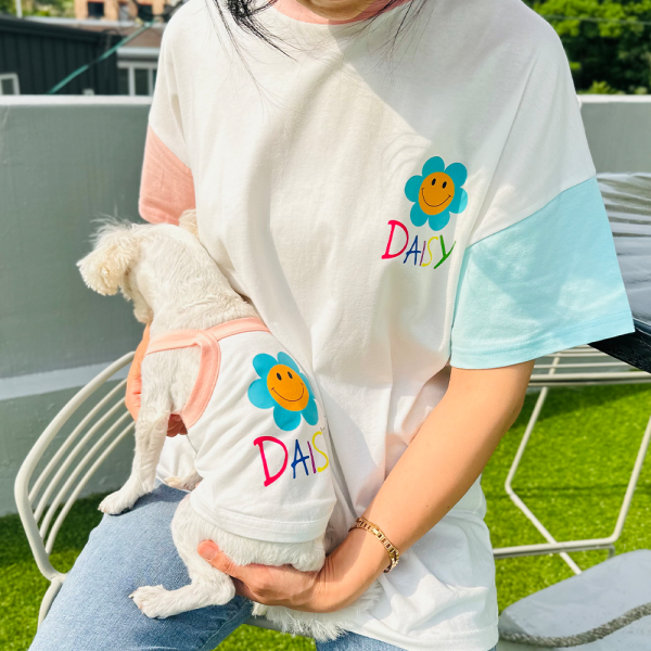 페오펫몰,[패션독]강아지옷,강아지패션,애견의류,애견패션,티, 견주커플룩 스마일데이지 커플룩