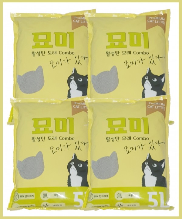 페오펫몰,묘미 활성탄모래(5L*4개)박스