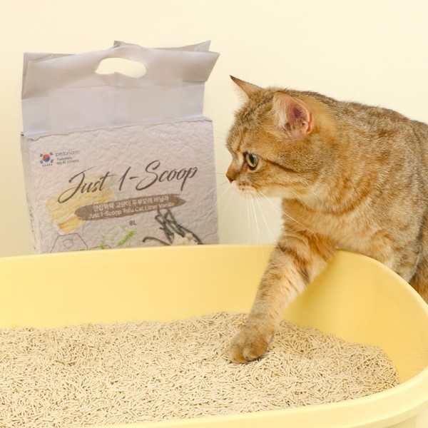 페오펫몰,[펫토리아] 한삽뚝딱 고양이 가는입자 고운입자 두부모래 8L x 6개 (무향/바닐라/녹차)