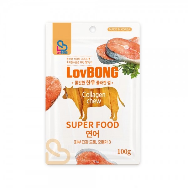 페오펫몰,러봉 쫄깃한 한우 콜라겐껌 연어 100g
