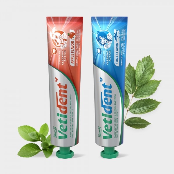 [허레이][꽃길특가] 프로 베티덴트 치약 사과향+참치향 2개 SET 바르는 겔제형