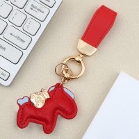 마켓플랜 붉은말 가죽 골드 키링