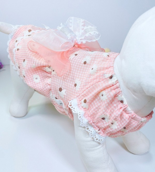 페오펫몰,플로피이얼스[꽃길특가]핑크데이지 엘라스틱 드레스