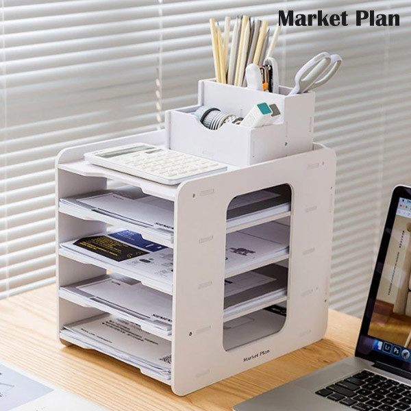 페오펫몰,[반려인혜택]마켓플랜 모던 데스크탑 A4 서류 정리함 세트
