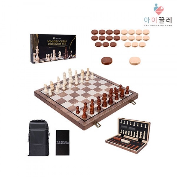 페오펫몰,[반려인혜택]아이끌레 접이식 원목 마그네틱 보드게임 체스판 세트 1세트