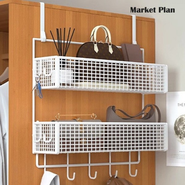 페오펫몰,[반려인혜택]마켓플랜 걸이형 도어 2단 수납행거