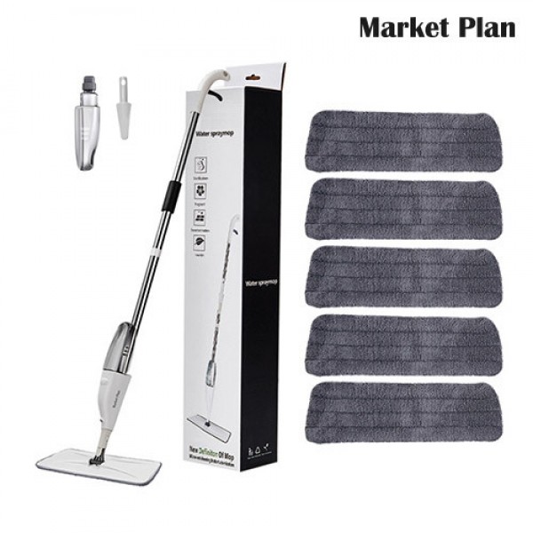 페오펫몰,[반려인혜택]마켓플랜 스프레이 물청소 밀대 걸레+ 패드 5p