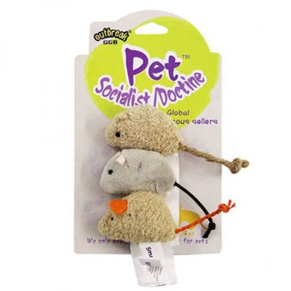 페오펫몰,크레용펫 고양이 쥐 인형 3p 세트 사냥 장난감