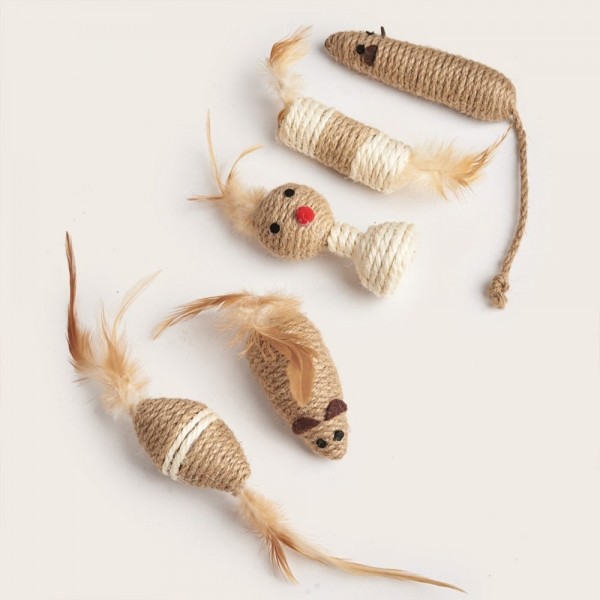 페오펫몰,크레용펫 네추럴 사이잘 로프 장난감 쥐 공 5종 모음