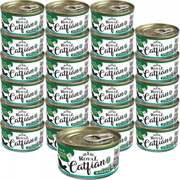 페오펫몰,로얄캣피앙 참치+헤어볼 80gX24개 고양이 캔