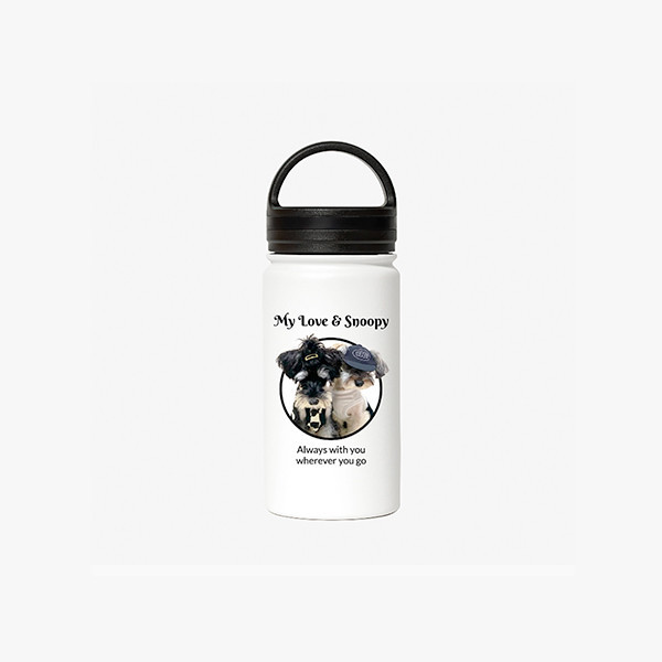 페오펫몰,반려동물 강아지 고양이 사진 그림 커스텀 주문제작 라운드 핸들 보틀 (350ml)