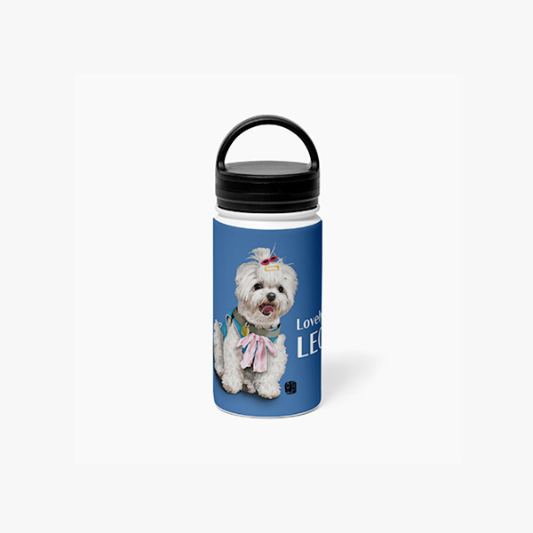 페오펫몰,반려동물 강아지 고양이 사진 그림 커스텀 주문제작 라운드 핸들 보틀 (350ml)