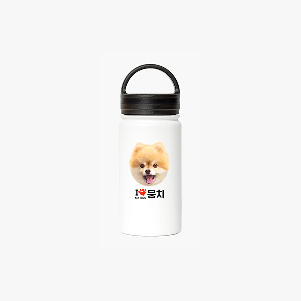 페오펫몰,반려동물 강아지 고양이 사진 그림 커스텀 주문제작 라운드 핸들 보틀 (350ml)