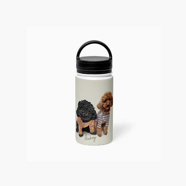 페오펫몰,반려동물 강아지 고양이 사진 그림 커스텀 주문제작 라운드 핸들 보틀 (350ml)