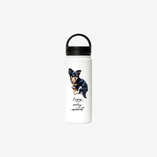 페오펫몰,반려동물 강아지 고양이 사진 그림 커스텀 주문제작 라운드 핸들 보틀 (530ml)