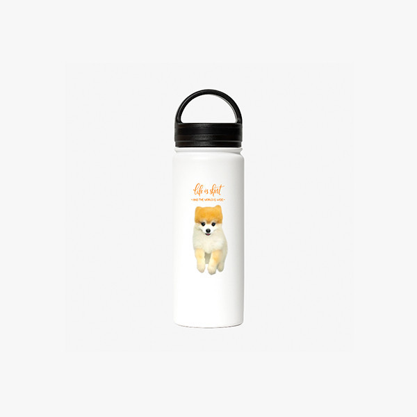 페오펫몰,반려동물 강아지 고양이 사진 그림 커스텀 주문제작 라운드 핸들 보틀 (530ml)