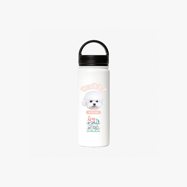 페오펫몰,반려동물 강아지 고양이 사진 그림 커스텀 주문제작 라운드 핸들 보틀 (530ml)