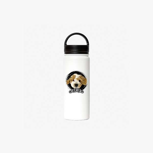 페오펫몰,반려동물 강아지 고양이 사진 그림 커스텀 주문제작 라운드 핸들 보틀 (530ml)