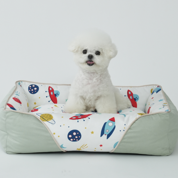 페오펫몰,[펫앤마마] 강아지 방석 쿠션 카툰 3종 (그린/그레이/베이지) M~XL