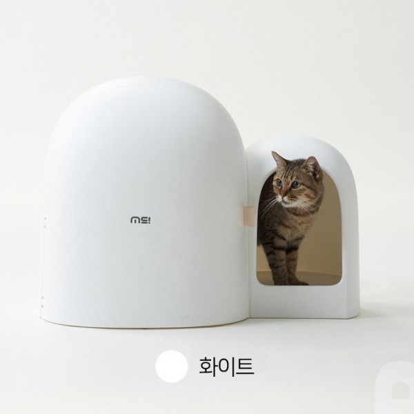 페오펫몰,레드퍼피 브래킹 캣토일렛(화이트) 스텐고양이화장실 위생용품 화장실