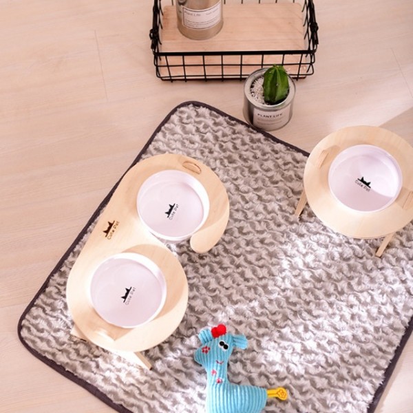 페오펫몰,강아지 큐티 애견 원목 식기(세라믹식기)1구 2구