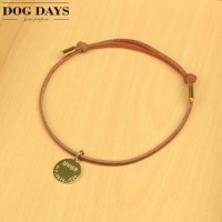DOG DAYS 네임텍 가죽 목걸이 탄(초소형_초대형)