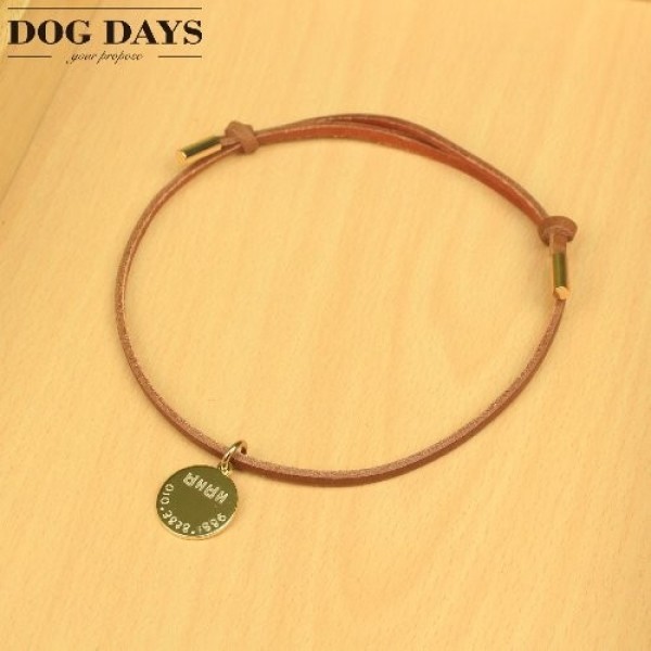 페오펫몰,DOG DAYS 네임텍 가죽 목걸이 탄(초소형_초대형)