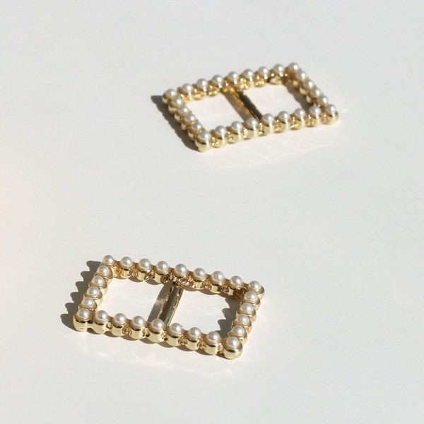 페오펫몰,스퀘어 진주 목줄 화이트