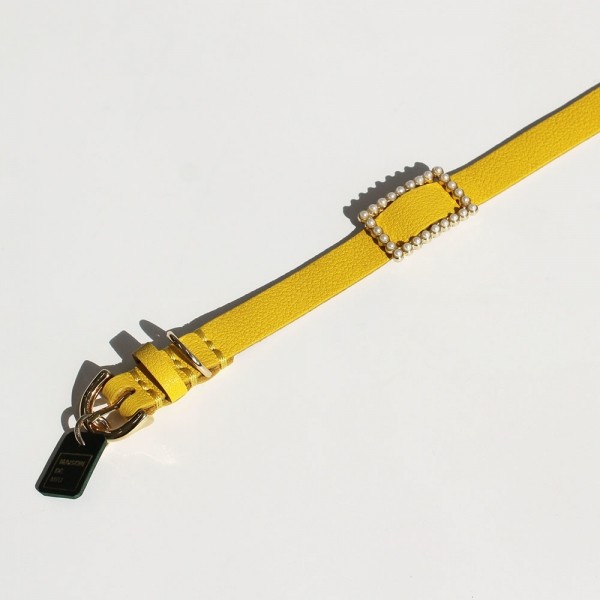 페오펫몰,스퀘어 진주 목줄 옐로우