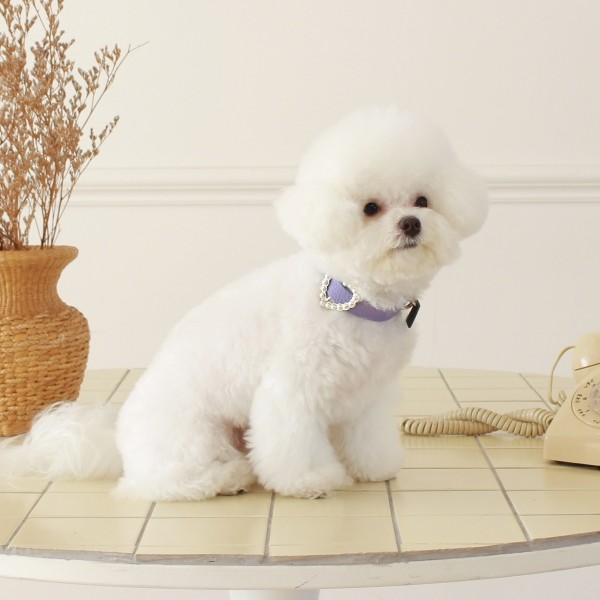 페오펫몰,[댕보양특가] 하트 진주 목줄 바이올렛