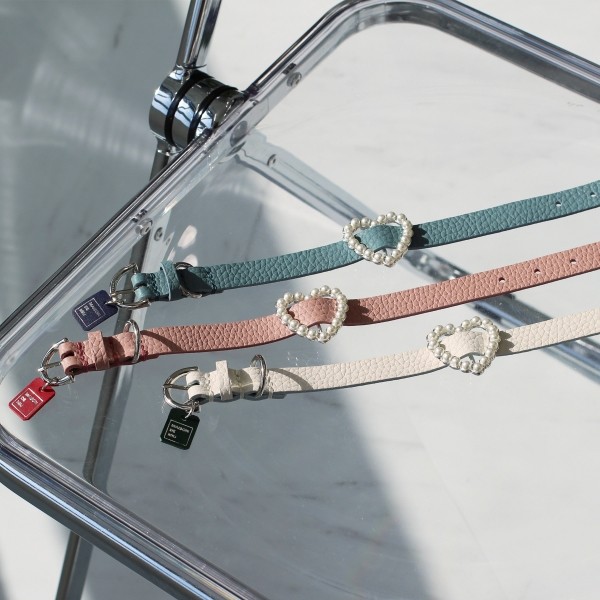 페오펫몰,[댕보양특가] 하트 진주 목줄 인디안 블루