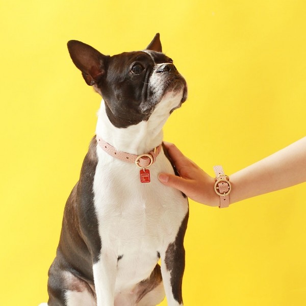 페오펫몰,트위스트 라운드 목줄 위드 유 로즈 핑크