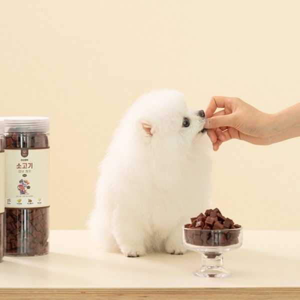 페오펫몰,펫테일 럽앤힐 대용량 강아지 간식 한입행복 소고기 큐브 져키 1kg