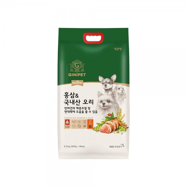 페오펫몰,정관장 지니펫 더홀리스틱 홍삼사료 5.2kg 3종 중 택 1(연어/오리/양고기)