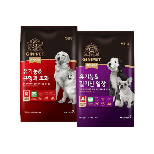 페오펫몰,정관장 지니펫 유기농 홍삼사료 1kg 2종 중 택 1 (균형/활기)