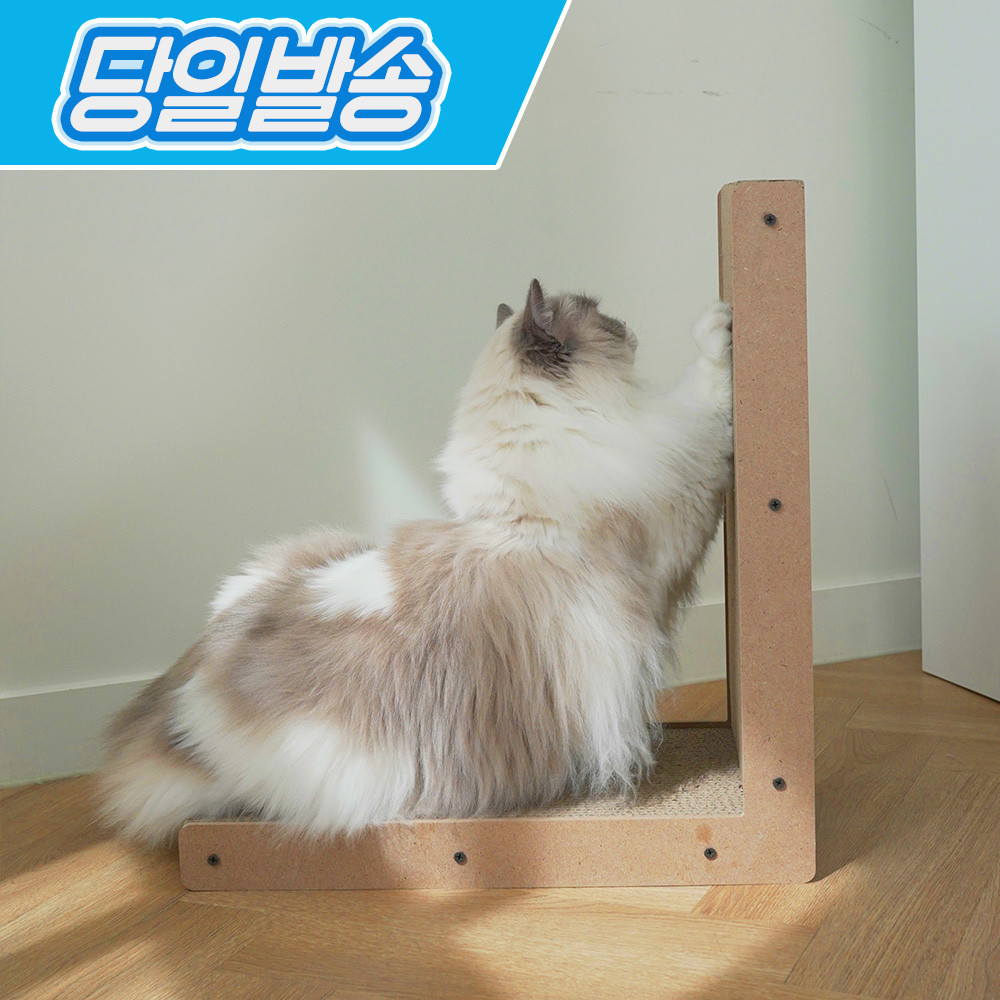 페오펫몰,펫토리아 한발뚝딱 우드 고양이 수직 스크래쳐 L자형