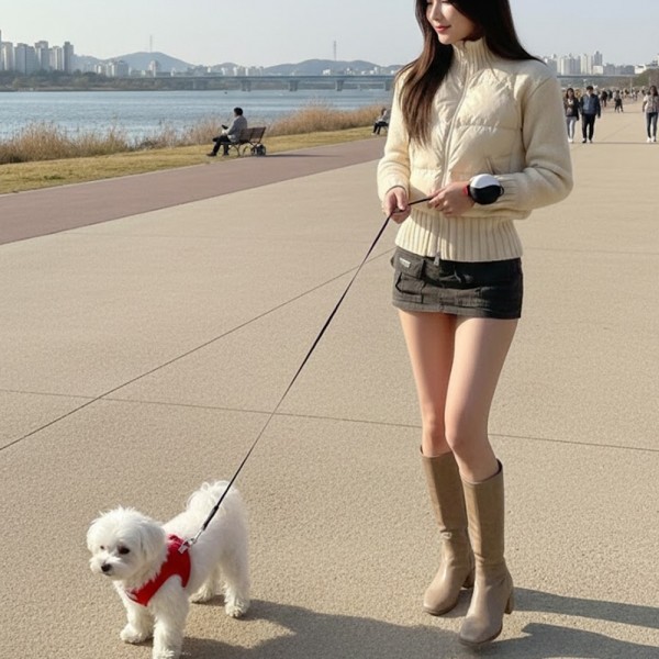 페오펫몰,[예보들][꽃길특가]자유로운 손목형 웨어러블 강아지 자동 리드줄