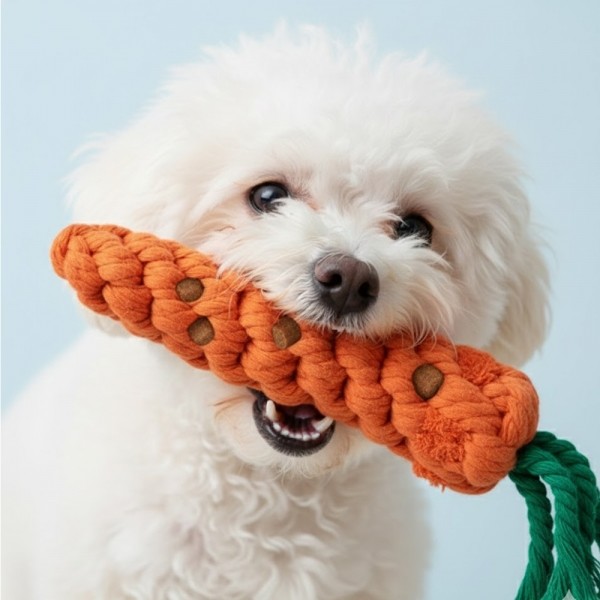 페오펫몰,튼튼한 면로프 강아지 노즈워크 당근 장난감 치석제거 터그놀이