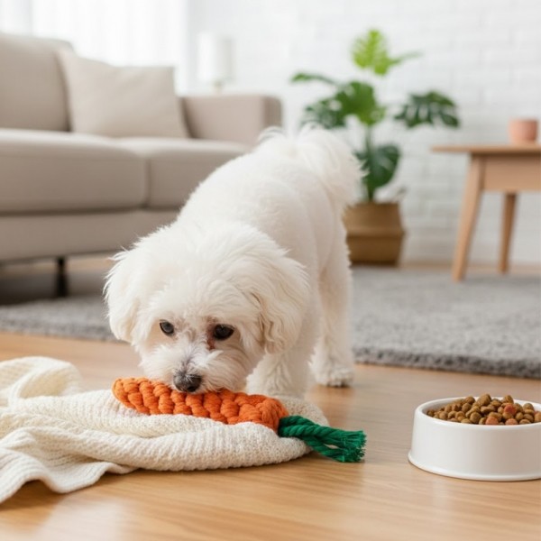 페오펫몰,튼튼한 면로프 강아지 노즈워크 당근 장난감 치석제거 터그놀이