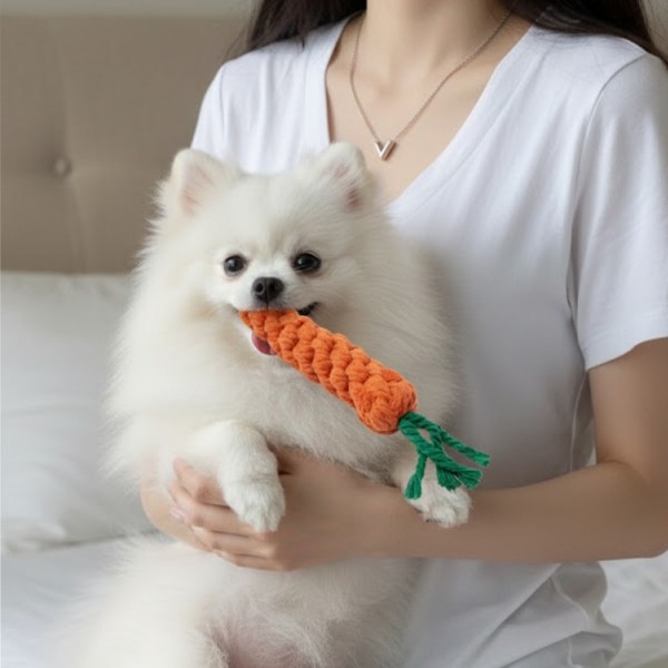 페오펫몰,튼튼한 면로프 강아지 노즈워크 당근 장난감 치석제거 터그놀이