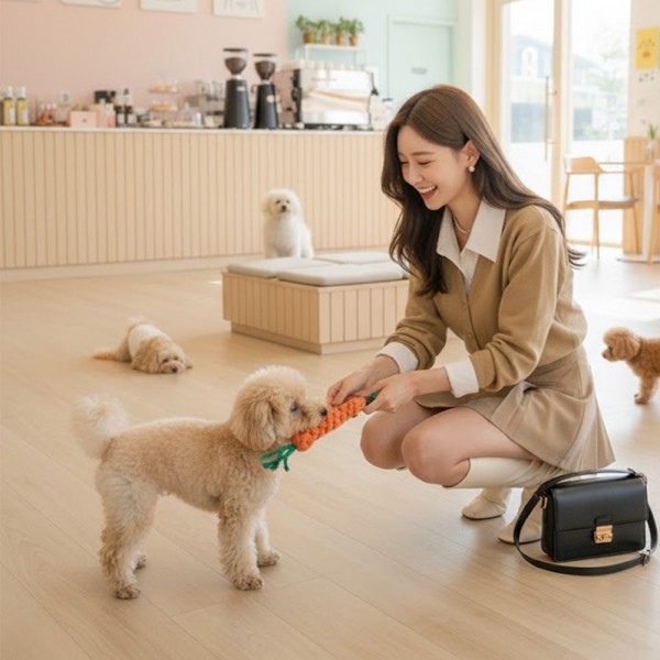 페오펫몰,튼튼한 면로프 강아지 노즈워크 당근 장난감 치석제거 터그놀이