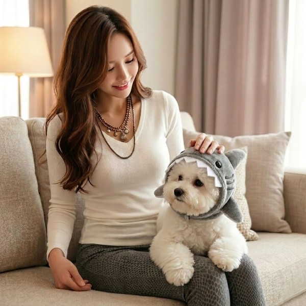 페오펫몰,[반려동물] 귀여운 상어 인형 펫 모자 강아지 고양이 공용 코스튬 소품