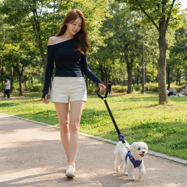 페오펫몰,[예보들] 프리미엄 플라워 2-in-1 강아지 차량용 안전벨트 및 산책 리드줄 세트