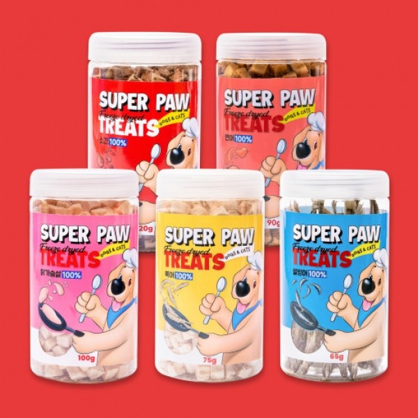 페오펫몰,[슈퍼포우] 슈퍼포우 동결건조 트릿 5종(북어/열빙어/연어/닭가슴살/소간)