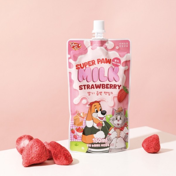 페오펫몰,[슈퍼포우] 슈퍼포우 딸기 듬뿍 펫밀크 150ml 24개(3박스)