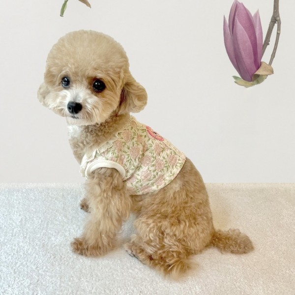 페오펫몰,그루밍독 반려동물 은은한 꽃 배자 조끼 한복 S-2XL, 2 colors