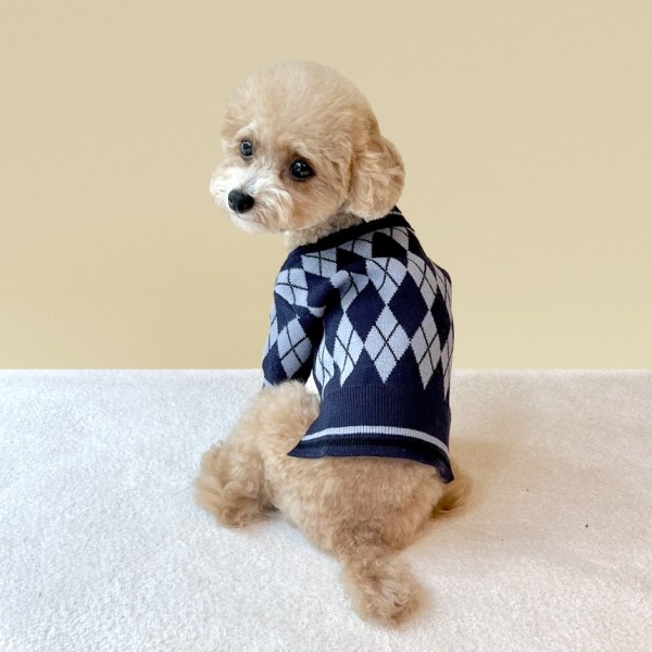 페오펫몰,[보름달특가] 그루밍독 반려동물 아가일 니트 가디건 S-2XL, 3 colors