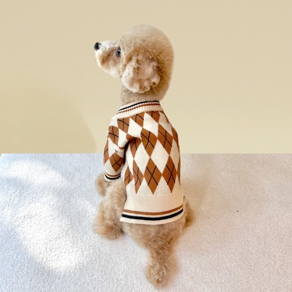 페오펫몰,[보름달특가] 그루밍독 반려동물 아가일 니트 가디건 S-2XL, 3 colors